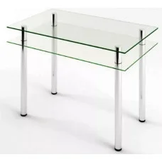 Glass dining table D-03-1 with tempered glass and chrome legs